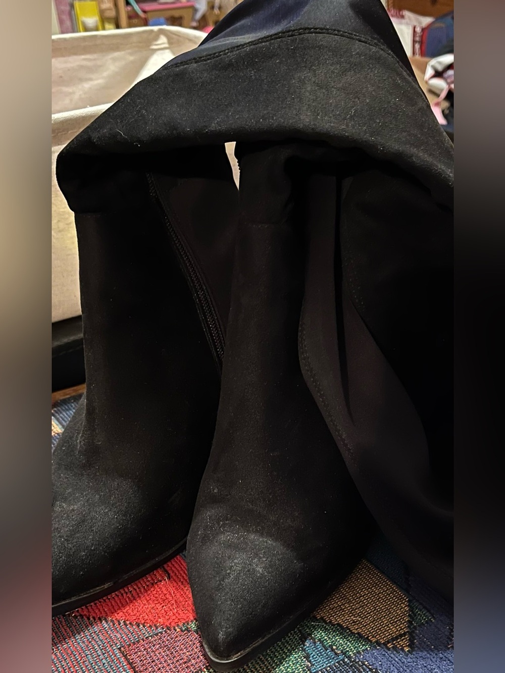 EST. 1946 Women’s Black Faux-Suede Thigh-High Fashion Boots